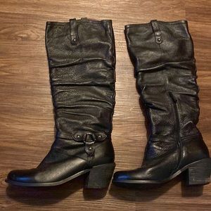 Black, New Zeland leather boots, size 10